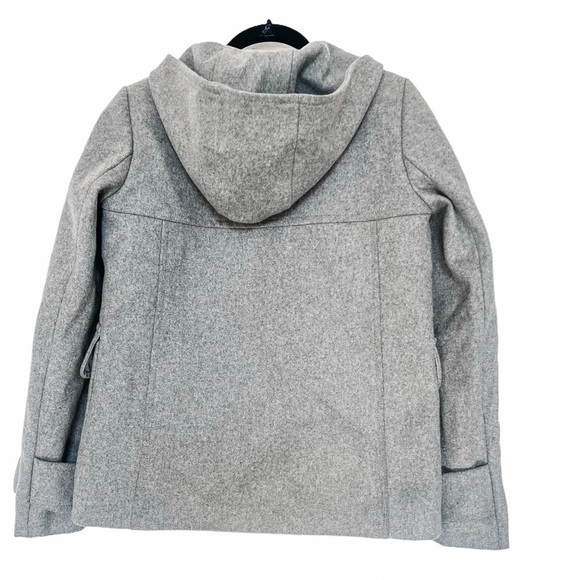 J. Crew Gray Hooded Melton Italian Wool Toggle & Zip Duffle Coat Size 2 - Picture 4 of 10